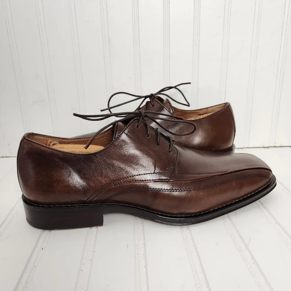 Johnston & Murphy Mens Size 9.5 Brown Leather Square Toe Oxford Shoes 20-6460